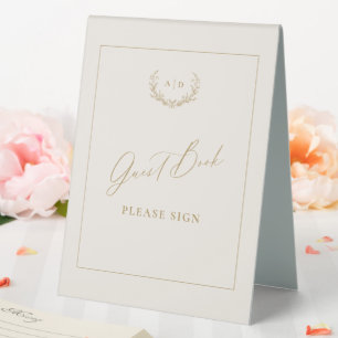 Plaque De Table Gold & Cream Cottage Guest Book Table Tente Pannea