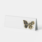 Plaque De Table Gold flower Butterfly with Black Orchid (Verso)