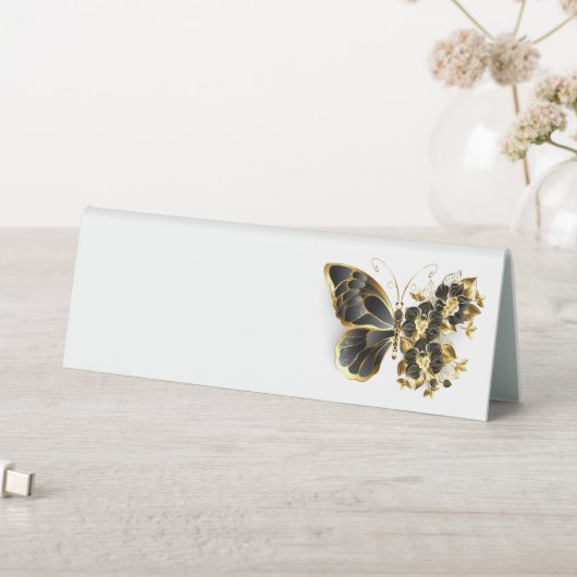 Plaque De Table Gold flower Butterfly with Black Orchid (En SItu (Tableau))