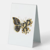 Plaque De Table Gold flower Butterfly with Black Orchid (Recto)
