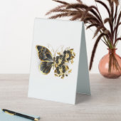 Plaque De Table Gold flower Butterfly with Black Orchid (En SItu (Tableau))