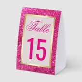 Plaque De Table Gold Foil Hot Pink Glitter Wedding Table Number (Verso)