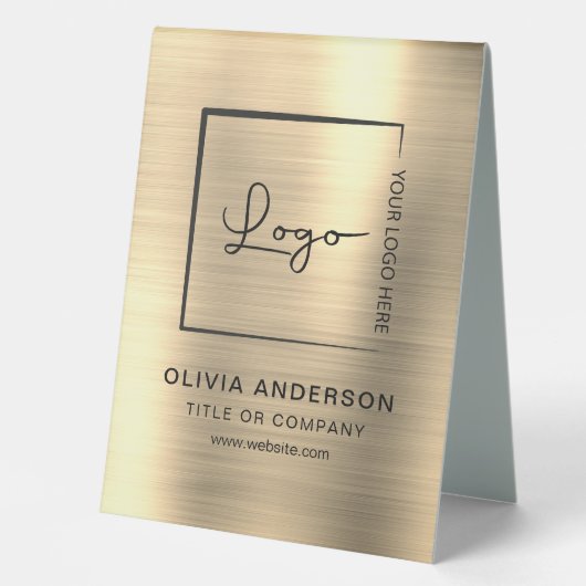 Plaque De Table Gold Minimalist logo professionnel moderne (Recto)