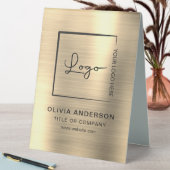 Plaque De Table Gold Minimalist logo professionnel moderne (En SItu (Tableau))
