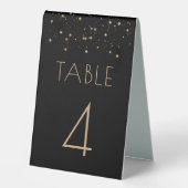 Plaque De Table Gold Parties scintillant Glam Black Mariage Numéro (Recto)