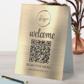 Plaque De Table Gold personnalisé QR Code Menu Texte Entreprise mo (En SItu (Tableau))