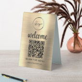 Plaque De Table Gold personnalisé QR Code Menu Texte Entreprise mo (En SItu (Tableau))