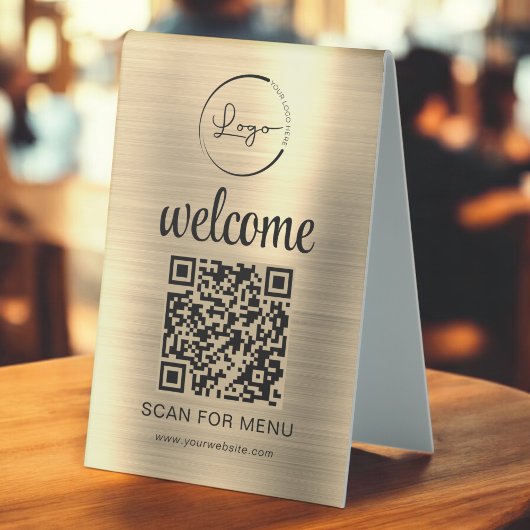 Plaque De Table Gold personnalisé QR Code Menu Texte Entreprise mo
