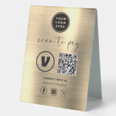 Plaque De Table Gold QR Code Paiement - Analyser pour payer Logo d (Recto)