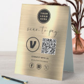 Plaque De Table Gold QR Code Paiement - Analyser pour payer Logo d (En SItu (Tableau))