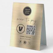 Plaque De Table Gold QR Code Paiement - Analyser pour payer Logo d (Verso)