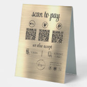 Plaque De Table Gold QR Code Paiement - Analyser pour payer Logo d (Recto)