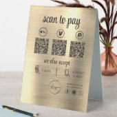 Plaque De Table Gold QR Code Paiement - Analyser pour payer Logo d (En SItu (Tableau))