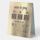 Plaque De Table Gold QR Code Paiement - Analyser pour payer Logo d (Verso)