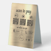 Plaque De Table Gold QR Code Paiement - Analyser pour payer Logo d (Recto)