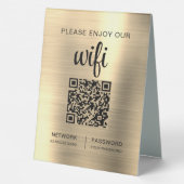 Plaque De Table Gold QR Code S'Il Vous Plaît Profitez De Notre Wif (Verso)
