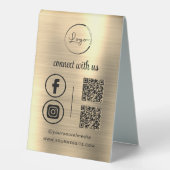 Plaque De Table Gold QR Connect With Us Business Logo Médias socia (Recto)