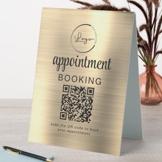 Plaque De Table Gold Rendez-vous Réservation QR Code Entreprise (En SItu (Tableau))