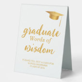 Plaque De Table Gold Script Graduation Party Paroles de sagesse (Recto)