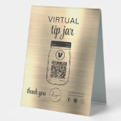 Plaque De Table Gold Virtual Tip Jar QR Code Logo (Recto)