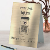 Plaque De Table Gold Virtual Tip Jar QR Code Logo (En SItu (Tableau))