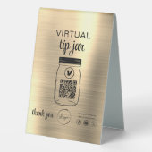 Plaque De Table Gold Virtual Tip Jar QR Code Logo (Verso)