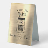 Plaque De Table Gold Virtual Tip Jar QR Code Logo (Recto)