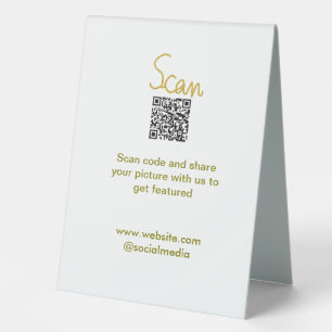 Plaque De Table Golden Scan QR code parties scintillant simple élé