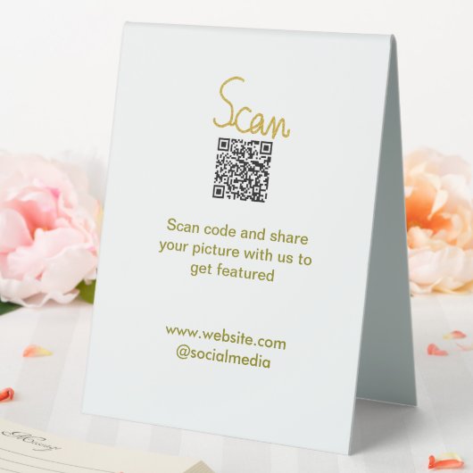 Plaque De Table Golden Scan QR code parties scintillant simple élé (In SItu (Mariage))