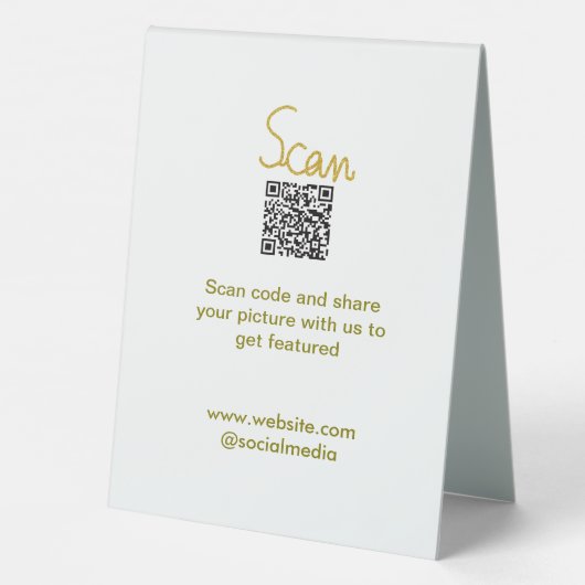 Plaque De Table Golden Scan QR code parties scintillant simple élé (Verso)