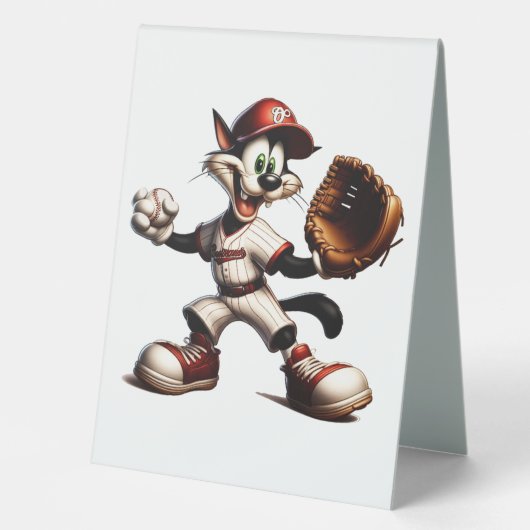 Plaque De Table Goofy Cat Baseball Pitcher Monte (Recto)