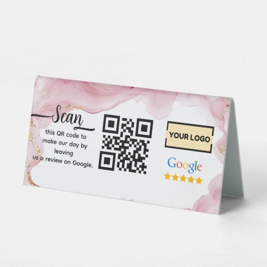 Plaque De Table Google Avis | Lien d'examen professionnel Code QR (Recto)