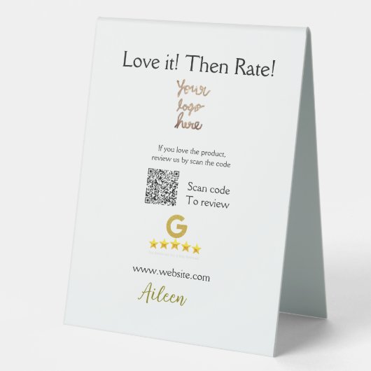 Plaque De Table Google évaluez-nous avis commande achat entreprise (Recto)