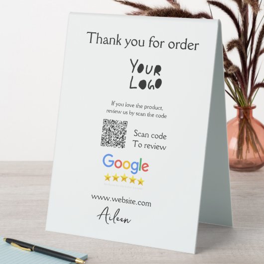 Plaque De Table Google examen logo entreprise site Web scanner cod (En SItu (Tableau))