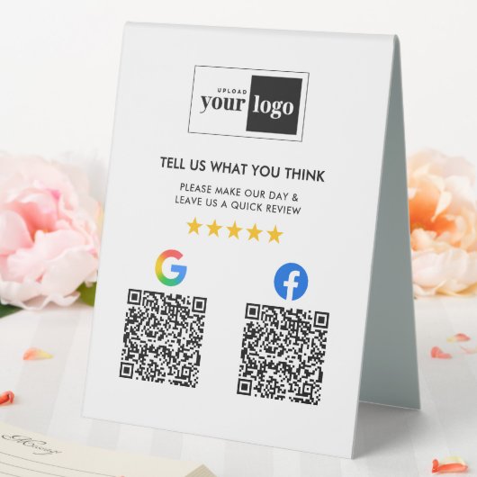 Plaque De Table Google & Facebook Reviews Business QR Code & Logo (In SItu (Mariage))