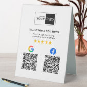 Plaque De Table Google & Facebook Reviews Business QR Code & Logo (En SItu (Tableau))