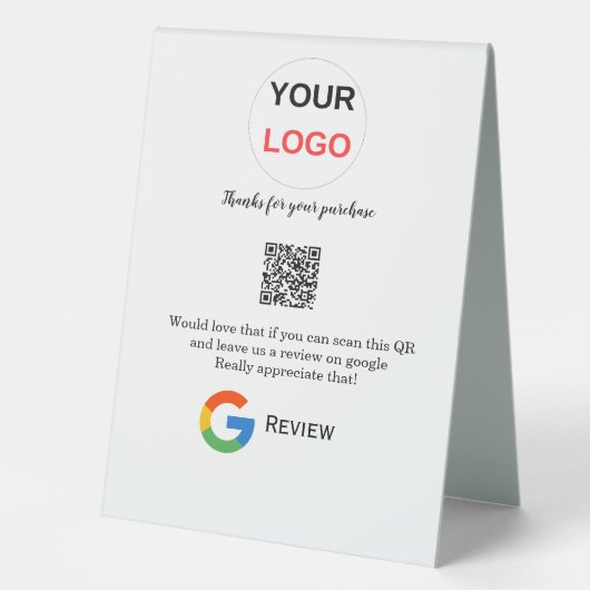 Plaque De Table Google review business logo Scan QR review (Recto)