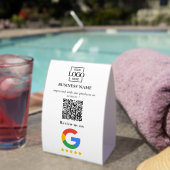 Plaque De Table Google Reviews QR Code Business Logo Tabletop Sign (InVersositu (sur table))