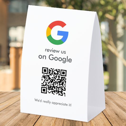 Plaque De Table Google Reviews Tabletop Sign | QR Code Pedestal