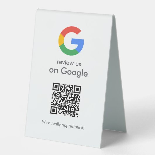 Plaque De Table Google Reviews Tabletop Sign | QR Code Pedestal (Recto)