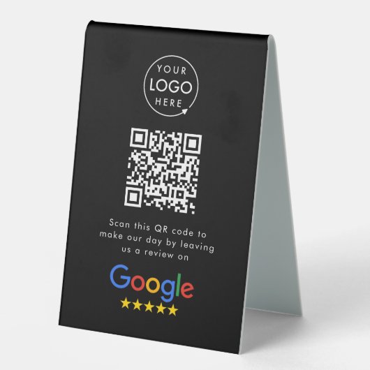 Plaque De Table Google Reviews Tabletop Sign | QR Code Table Tent (Recto)