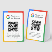 Plaque De Table Google Reviews Tabletop Sign | QR Code Table Tent (Recto/verso)