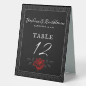 Plaque De Table Gothic Black Damask Rose Wedding (Recto)