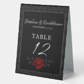 Plaque De Table Gothic Black Damask Rose Wedding (Verso)