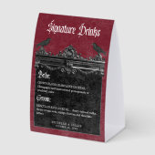 Plaque De Table Gothic Black Raven & Roses Burgundy Wedding Drinks (Recto)