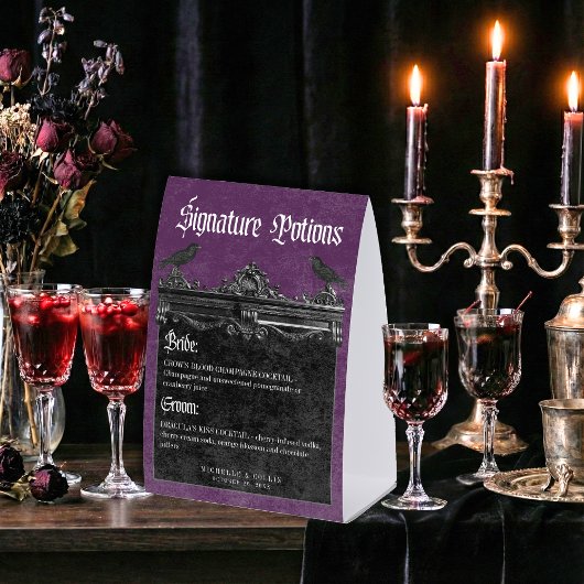 Plaque De Table Gothic Raven Purple Darkly Ever After Drinks