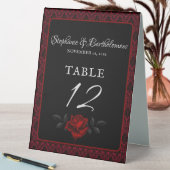 Plaque De Table Gothic Red Damask Rose Wedding (En SItu (Tableau))