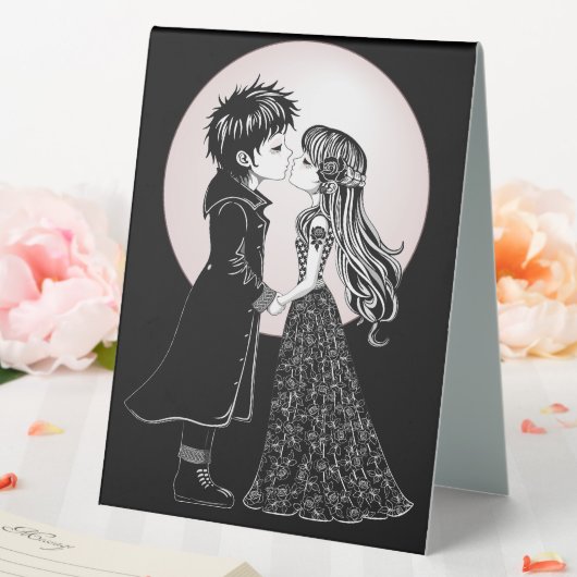 Plaque De Table Gothique Emo Enfants Kiss Valentine's Day (In SItu (Mariage))