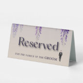 Plaque De Table Gradient lunaire violet Mariage floral réservé (Verso)