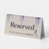 Plaque De Table Gradient lunaire violet Mariage floral réservé (Recto)